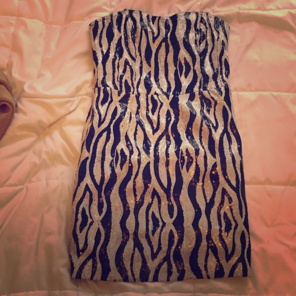 Sequin Zebra Print Dress